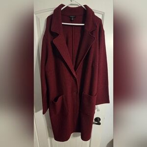 Tribal Burgundy Wool Trench Coat